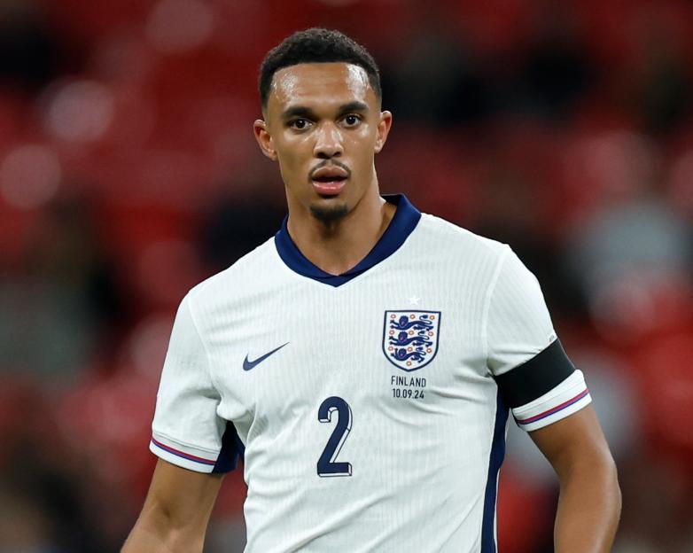 Trent Alexander-Arnold on the ball for England during the UEFA Nations League match against Finland at Wembley Stadium.