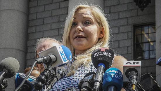 Virginia Giuffre at a press conference.