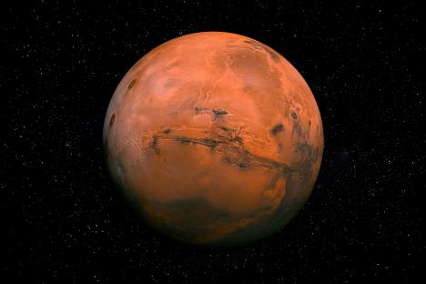 Mars in space.