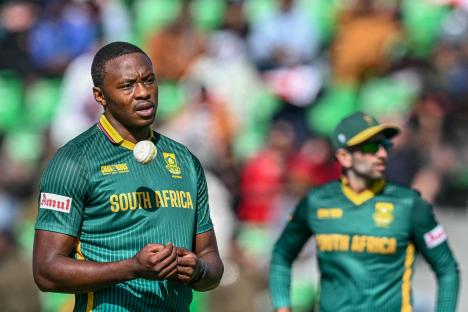 Kagiso Rabada of South Africa prepares to bowl.