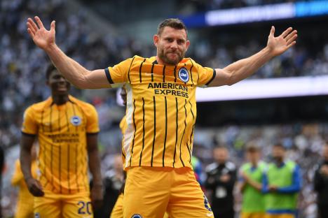 James Milner of Brighton & Hove Albion acknowledges fans.
