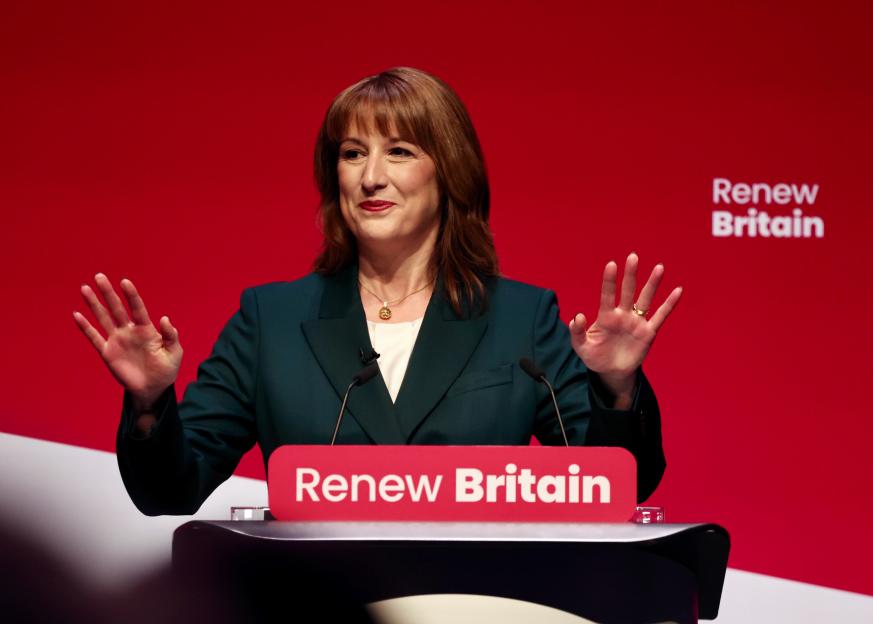 Rachel Reeves MP speaking on stage at the Labour Party conference.