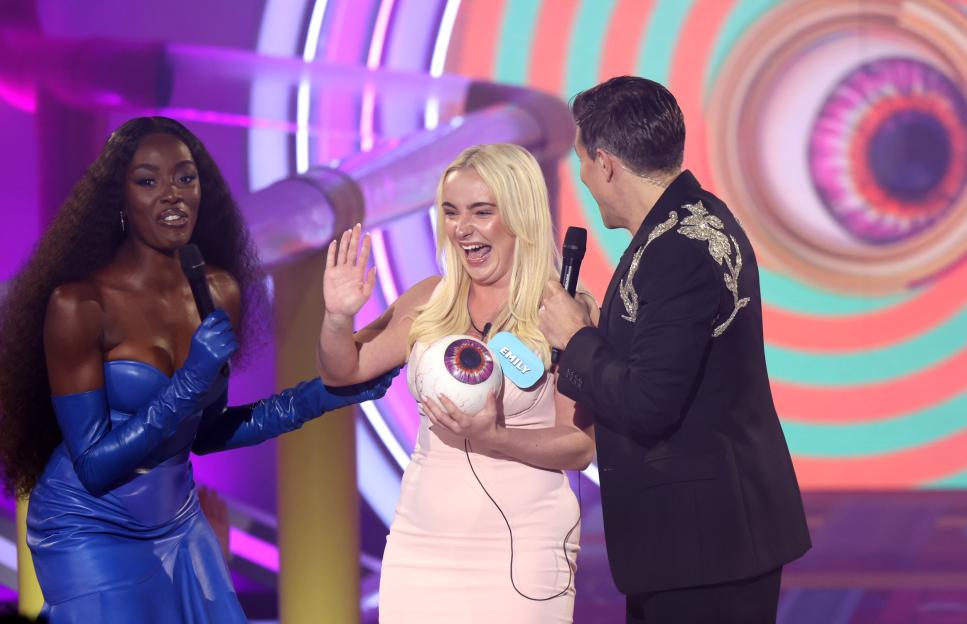 AJ Odudu, Emily, and Will Best on the Big Brother TV show.