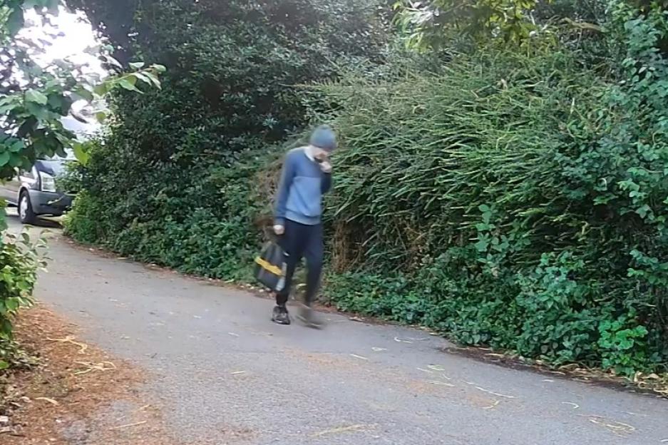 Chilling moment mum-of-six, 57, walks dog completely unaware of her killer prowling the streets behind her