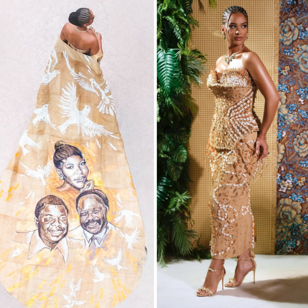 Julia Mbongo’s Raffia Wedding Dress & Cloak Is a Love Letter to Her African Heritage
