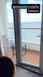 Ocean view from a cruise ship cabin balcony.