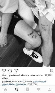 Black and white photo of Justin Bieber and Judah Smith's matching
