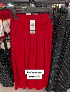 Red summer co-ord skirt.