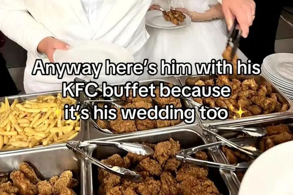 I was set on a 3-course meal for our wedding but my KFC loving hubby won & we had a fast food buffet of fried chicken
