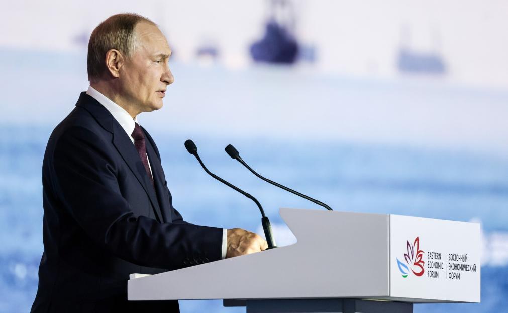 Vladimir Putin speaking at the Eastern Economic Forum.