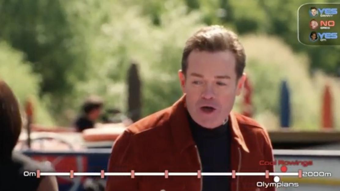 Screenshot of ITV's You Bet on Tour showing a man reacting during a race.