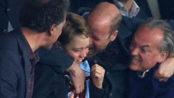 Agony & ecstasy of Prince William and George as they watch Aston Villa’s Champions League quarter final in Paris