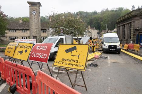Road closed due to damaged gas main; CCTV in operation.