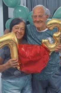 Couple celebrating their 74th wedding anniversary.