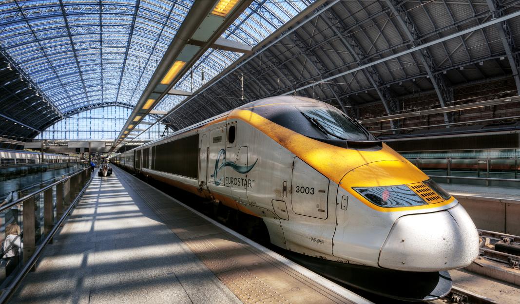Eurostar train at St. Pancras Station.