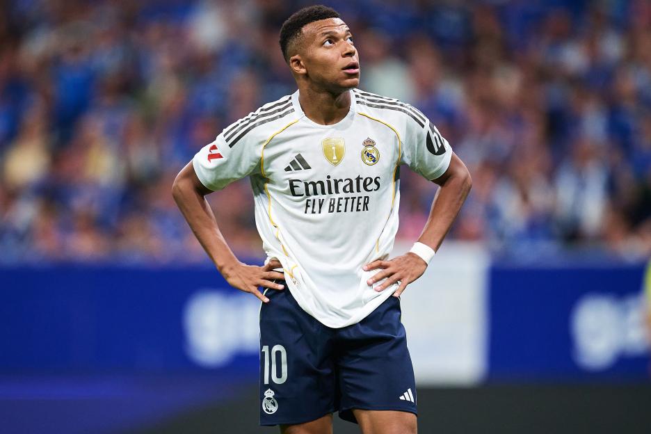 Kylian Mbappé of Real Madrid during a soccer match.