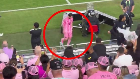 Lionel Messi storms straight down the tunnel as Inter Miami team-mates celebrate on pitch after snapping losing streak