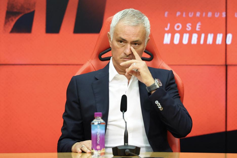 Portuguese coach Jose Mourinho at a press conference.