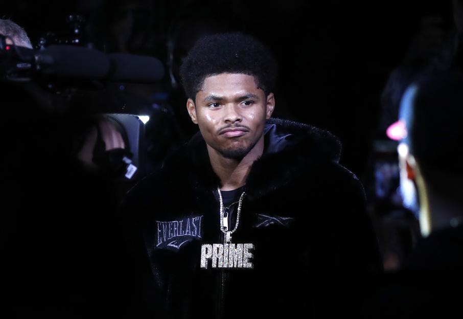 Shakur Stevenson makes his ring walk before a lightweight title fight.