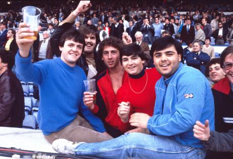 Chelsea fans at a soccer match.