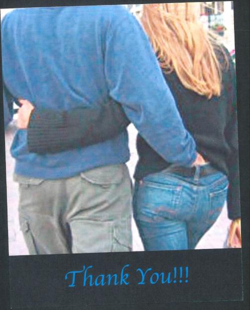 Photo of a couple walking, with "Thank You!!!" written at the bottom.