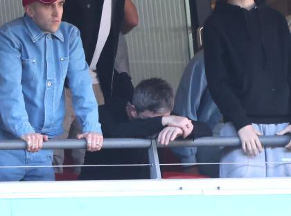 Noel Gallagher dejected after a missed penalty.