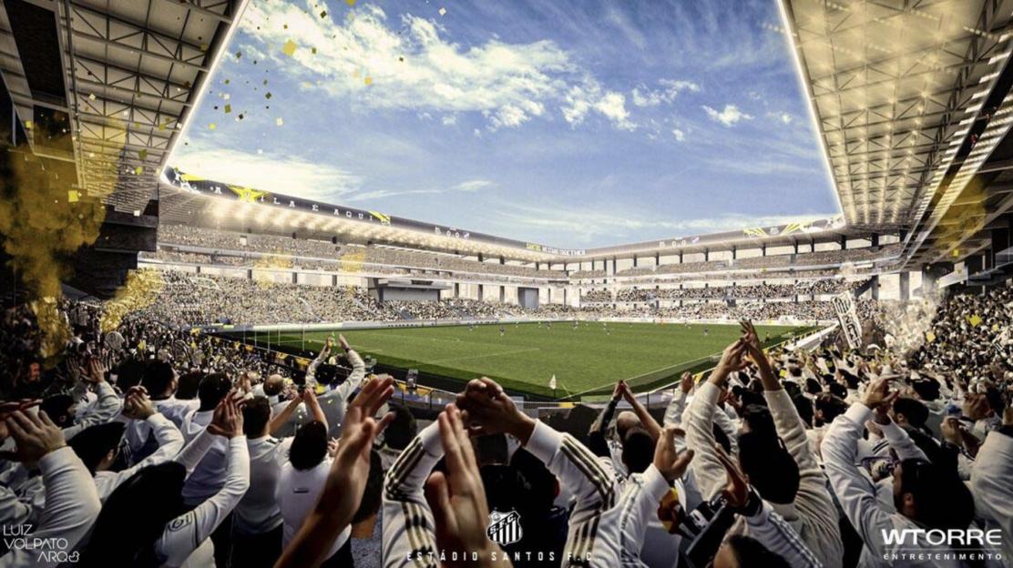 Illustration of Santos FC's new stadium design.