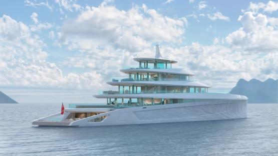 Illustration of the Haven, an 85-meter net-zero superyacht concept.
