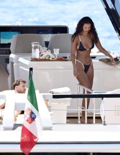 Maya Jama and Ruben Dias on a yacht.