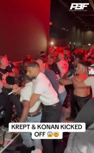Krept and Konan being kicked out of a Misfits Boxing event.