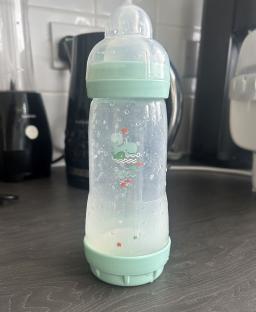 Baby bottle with formula.