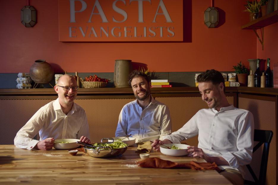 Finn Lagun from Pasta Evangelists. He was branded a 'disaster' and 'delusional' on Dragons' Den and didn't get offers from the Dragons. Now their company is stocked in Harrods and they are on set to bring in £40m in revenue.