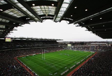General view of a rugby match at Croke Park.