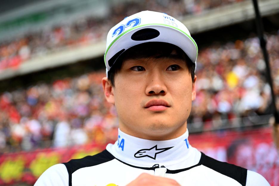 Yuki Tsunoda of the Visa Cash App Racing Bulls on the grid.