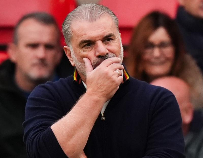 Nottingham Forest head coach Ange Postecoglou looking concerned during a Premier League match.