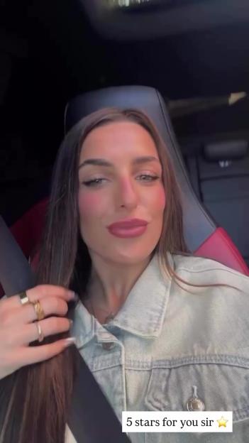 Toni from Love Island in a car.