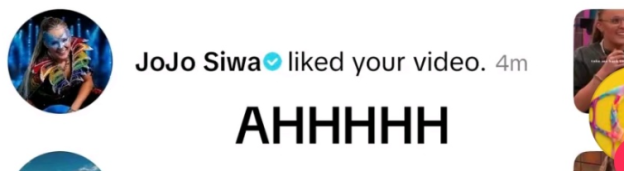Screenshot of a tweet showing JoJo Siwa liked a video.