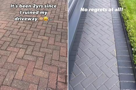 I transformed my driveway with a lick of paint after being quoted £10k- trolls say it’s ‘ruined’ but I have no regrets