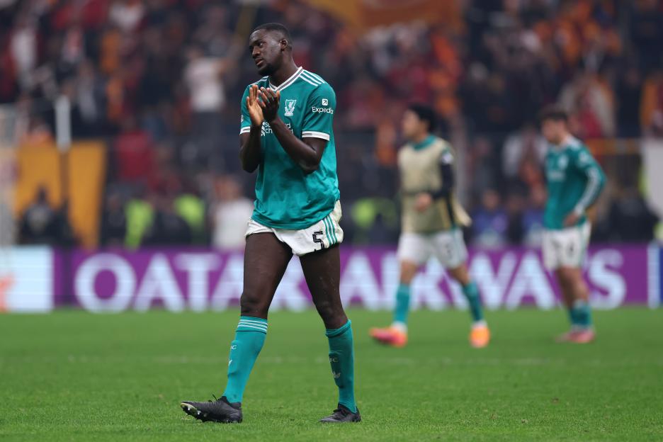 Ibrahima Konate looking dejected after the UEFA Champions League match.