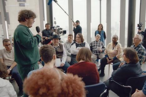 Gary Lineker being interviewed on a TV show.