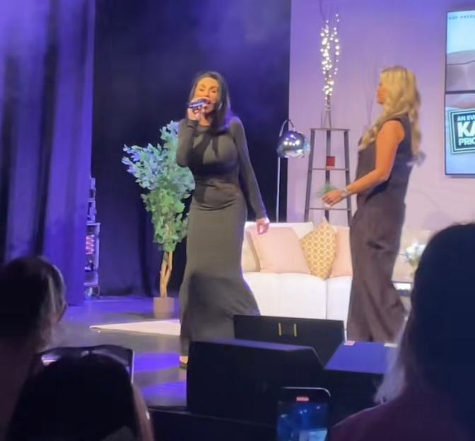 Katie Price and Kerry Katona on stage.