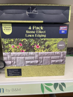 Four-pack grey stone effect lawn edging.