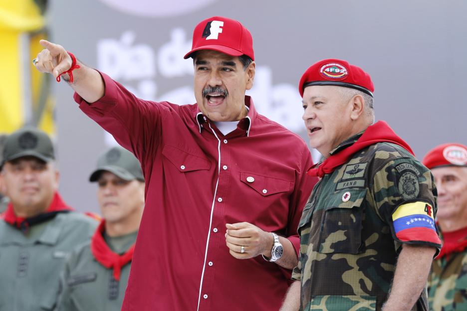 Venezuelan President Nicolás Maduro and Interior Minister Diosdado Cabello during an event marking the anniversary of the 1992 failed coup.