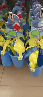 Reduced-price mini sand bucket sets.
