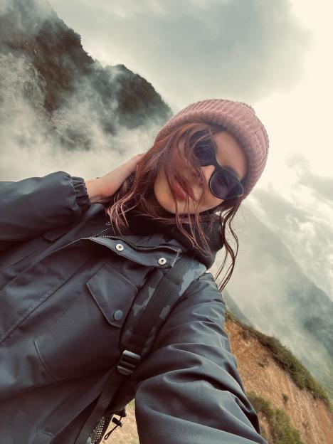 Selfie of a tourist on Iturup Island.