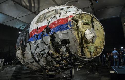 Remains of the MH17 airplane wreckage.