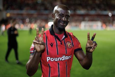 Albert Adomah of Walsall making a peace sign.