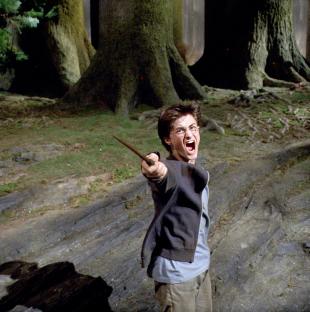 Harry Potter casting a spell.