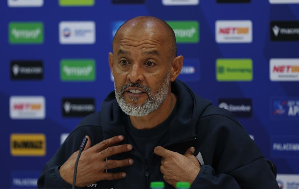 LONDON, ENGLAND - AUGUST 24: Nuno Espirito Santo Manager of Nottingham Forest during his post match press conference after the Premier League match between Crystal Palace and Nottingham Forest at Selhurst Park on August 24, 2025 in London, England. (Photo by Crystal Pix/MB Media/Getty Images)