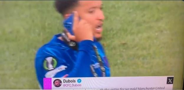 Jadon Sancho on a phone call.